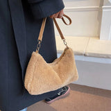 Women's Plush Messenger Bag Soft Underarm Shoulder Tote Handbag