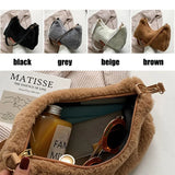 Women's Plush Messenger Bag Soft Underarm Shoulder Tote Handbag
