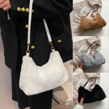 Women's Plush Messenger Bag Soft Underarm Shoulder Tote Handbag