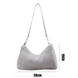 Women's Plush Messenger Bag Soft Underarm Shoulder Tote Handbag