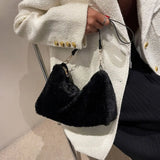 Women's Plush Messenger Bag Soft Underarm Shoulder Tote Handbag
