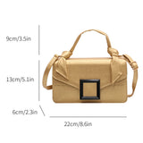 Women's Knot Handle Tote Bag PU Leather Flap Buckle