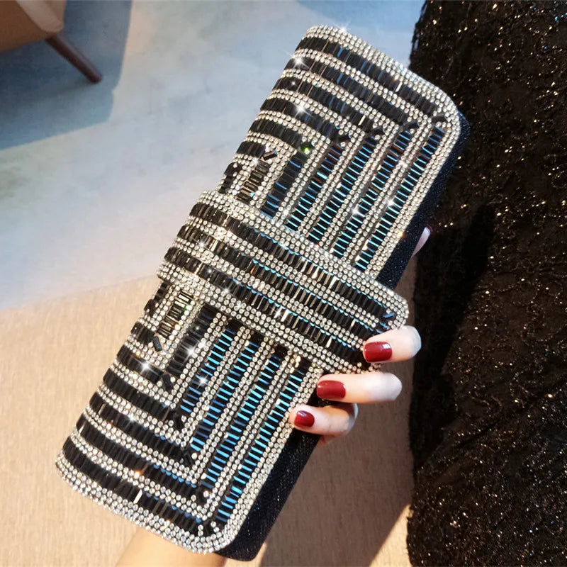 Glass Rhinestone Clutch Wedding Party Evening Bag