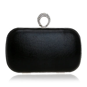 Metal Clutch Bag Diamonds Satin Chain Shoulder Rhinestones Golden Purse