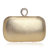 Metal Clutch Bag Diamonds Satin Chain Shoulder Rhinestones Golden Purse
