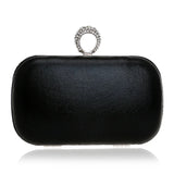Metal Clutch Bag Diamonds Satin Chain Shoulder Rhinestones Golden Purse