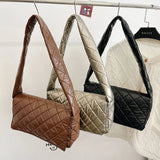 Flap Space Padded Nylon Underarm Bag Quilted Winter Handbag