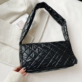 Flap Space Padded Nylon Underarm Bag Quilted Winter Handbag