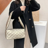 Flap Space Padded Nylon Underarm Bag Quilted Winter Handbag