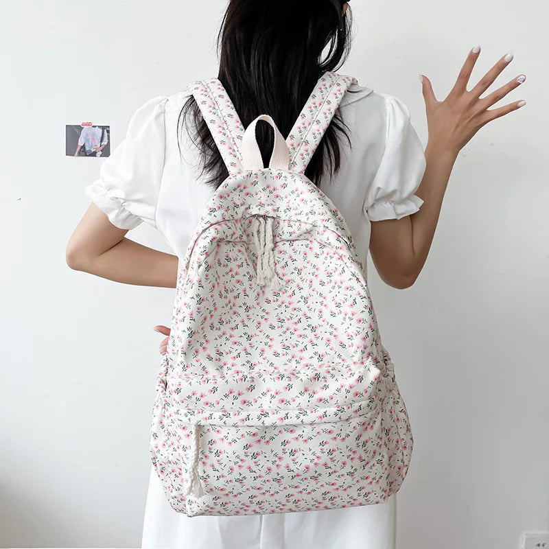 Floral Backpack For Women Waterproof Nylon Rucksack Large Capacity