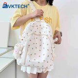 Floral Backpack Nylon Preppy Style Schoolbag College Girl Travel Book Bags