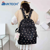 Floral Backpack Nylon Preppy Style Schoolbag College Girl Travel Book Bags