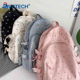 Floral Backpack Nylon Preppy Style Schoolbag College Girl Travel Book Bags