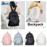 Floral Backpack Nylon Preppy Style Schoolbag College Girl Travel Book Bags