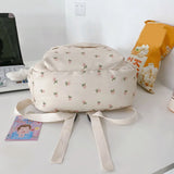 Floral Backpack Nylon Preppy Style Large Capacity Schoolbag College Girl Travel