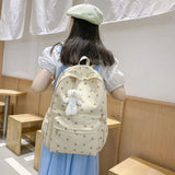 Floral Backpack Nylon Preppy Style Large Capacity Schoolbag College Girl Travel