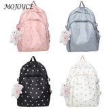 Floral Backpack Nylon Female Preppy Style Schoolbags Mochila with Pendant
