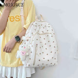 Floral Backpack Nylon Preppy Style Large School Book Bags