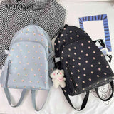 Floral Backpack Nylon Preppy Style Large School Book Bags