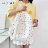 Floral Backpack Nylon Female Preppy Style Schoolbags Mochila with Pendant