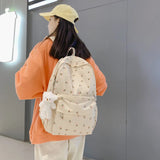 Floral Backpack Nylon Large Capacity Teenage Girl Bags