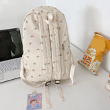 Floral Backpack Nylon Girl Bags with Pendant