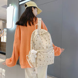 Floral Backpack Nylon Preppy Style Large Capacity Teen Girl Bags