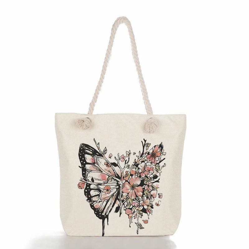 Floral Butterfly Tote Bags - Printing Handbags For Women
