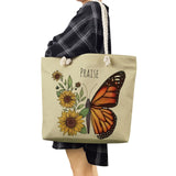 Floral Butterfly Tote Bags - Printing Handbags For Women
