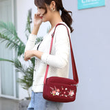 Floral Embroidery Women Messenger Bag Nylon Waterproof