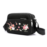 Floral Embroidery Women Messenger Bag Nylon Waterproof