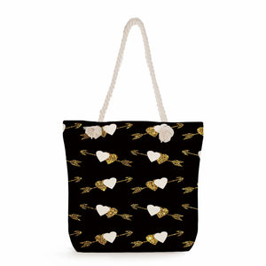 Floral Letter Printed Handbags Casual High Capacity Women Shopping Tote Bags