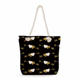 Floral Letter Printed Handbags Casual High Capacity Women Shopping Tote Bags