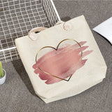 Floral Love Print Handbag Cute Graphic Tote Bag