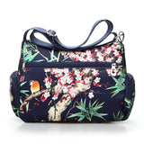 Floral Pattern Women Messenger Bag Nylon Shoulder Bag Multi-pockets
