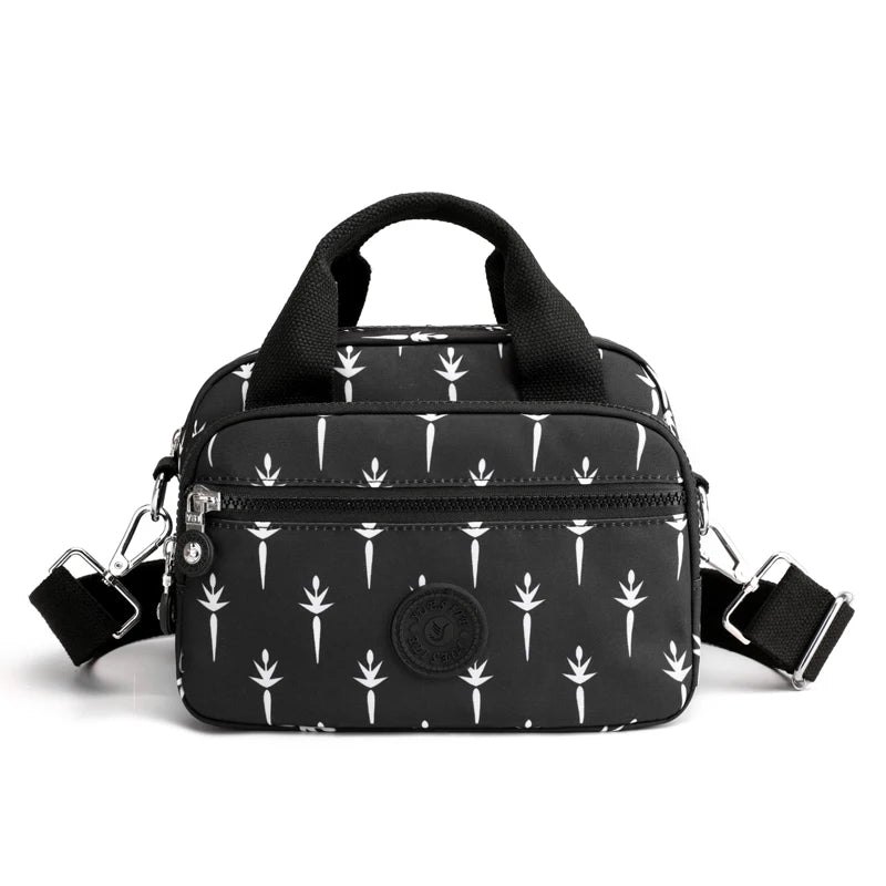 Floral Pattern Women Shoulder Bag Waterproof Nylon Handbag