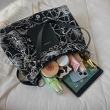 Floral Print Chain Shoulder Bag Large Capacity Tote