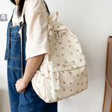 Floral Printed Backpack Student Travel Waterproof