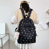 Floral Women Backpack Nylon Schoolbag College Teenage Girl Travel