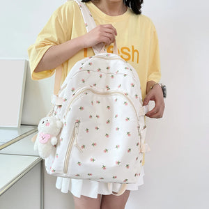 Floral Women Backpack Nylon Schoolbag College Teenage Girl Travel