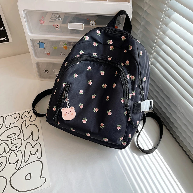 Floral Women Backpacks Mini College Student School Bags for Girl Teenager