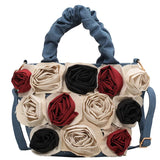 Flower Zipper Tote Bag for Women Rose Bag Bucket Bag