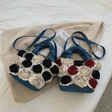 Flower Zipper Tote Bag for Women Rose Bag Bucket Bag