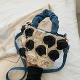 Flower Zipper Tote Bag for Women Rose Bag Bucket Bag