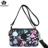 Flower Pattern Crossbody Bags Waterproof Nylon Shoulder Bag