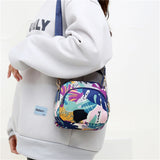 Flower Pattern Nylon Shoulder Bag Multifunctional Handbag