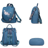 Flower Pattern Women's Anti Theft Backpack High Nylon Ladies Bag