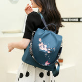 Flower Pattern Women's Anti Theft Backpack High Nylon Ladies Bag