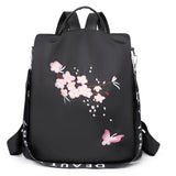 Flower Pattern Women's Anti Theft Backpack High Nylon Ladies Bag
