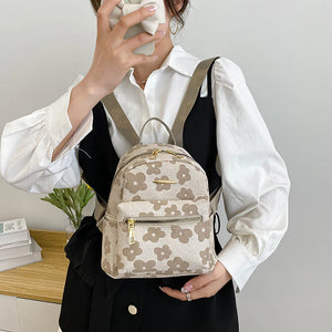 Flower Print Backpacks for Girls Casual Soft Canvas Student School Bag